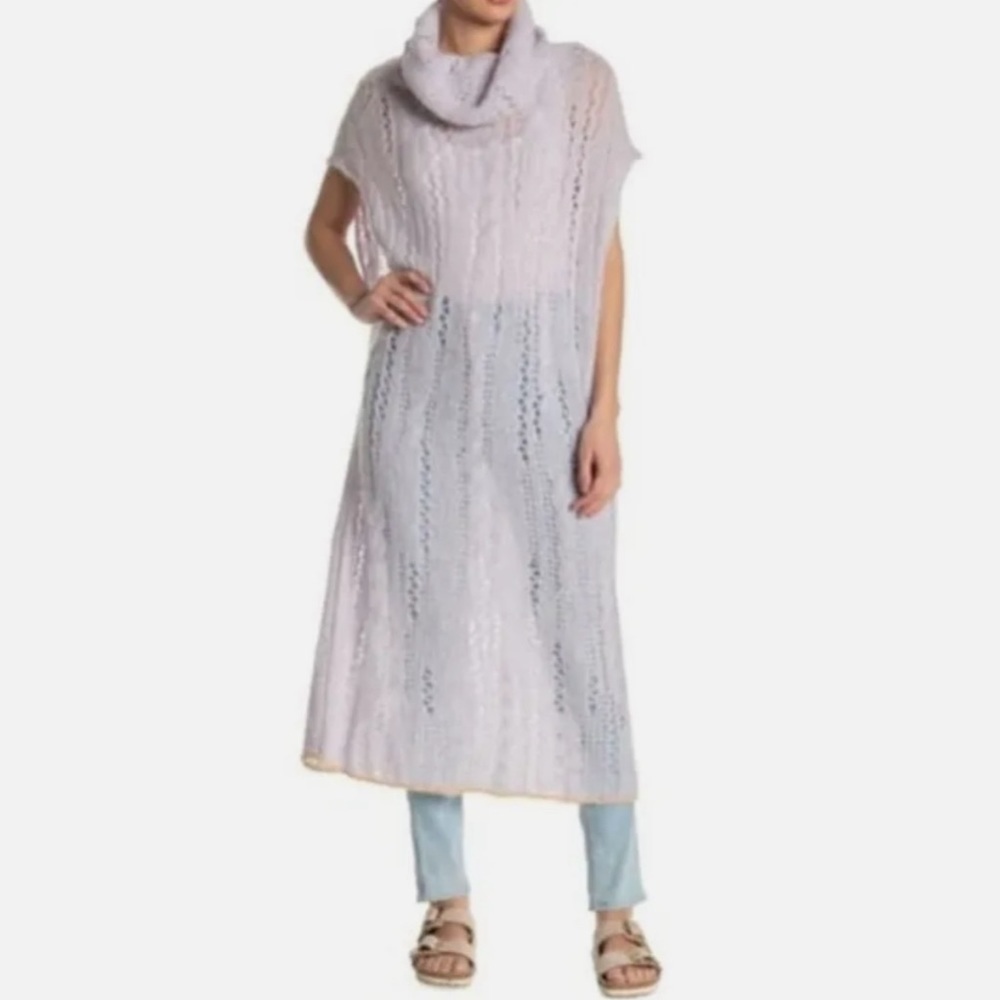 FREE PEOPLE PIROUETTE KNIT TUNIC SUGAR CLOUD COMBO M/L NEW